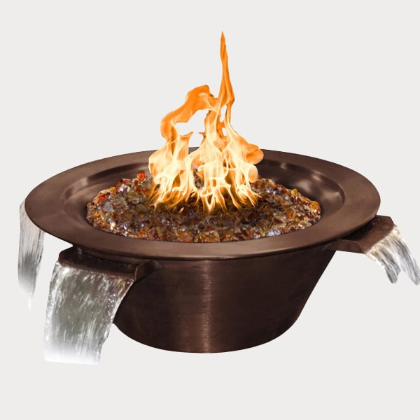 Cazo Hammered Copper 4 Way Water and Fire Bowl