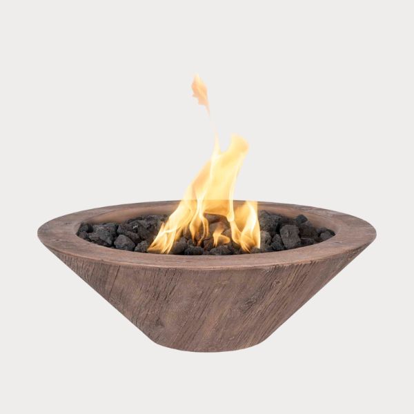 Cazo Wood Grain Fire Bowl, Oak agaisnt gray background