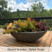 Celine bowl planter with a colorful succulent arrangement displayed as an outdoor table centerpiece with scenic woodland views.
