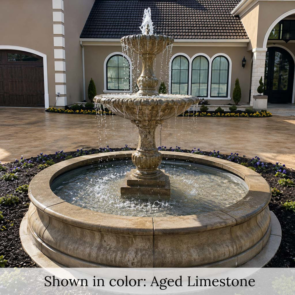 Charleston Fountain in Basin in front of the house upclose.