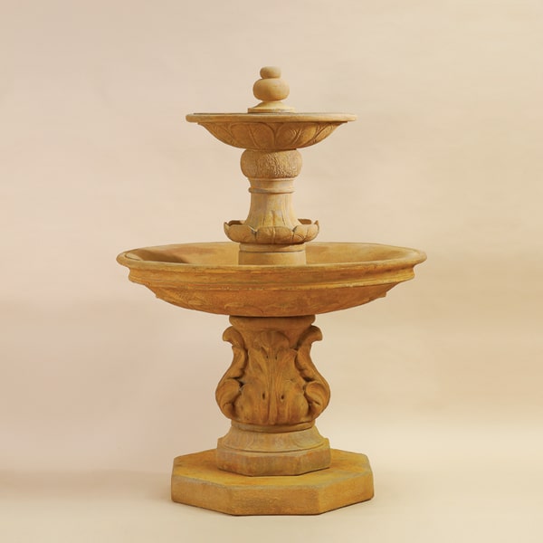 Chelsea Garden Fountain with Step against brown background.