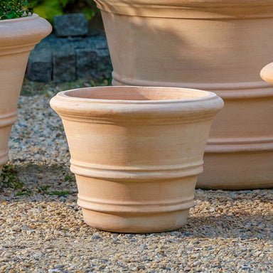 Classic Double Rolled Rim 11.5" - Terra Cotta - S/3 on gravel in the backyard