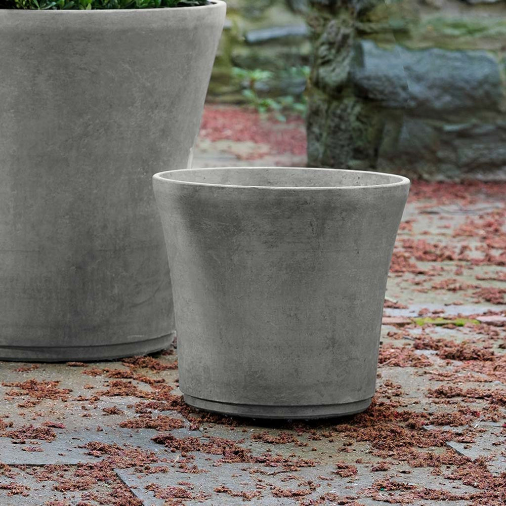 Cloche Planter, Medium in grey in the backyard