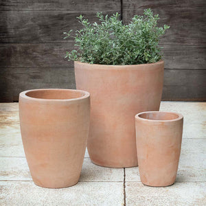 Colburn Planter - Terra Cotta - S/3 on concrete filled with plants