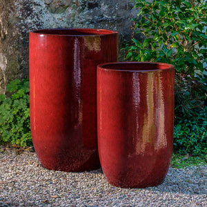 Cole Planter - Tropic Red - S/2 on gravel in the backyard