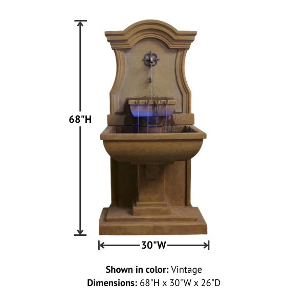 Colette Wall Fountain with product details.