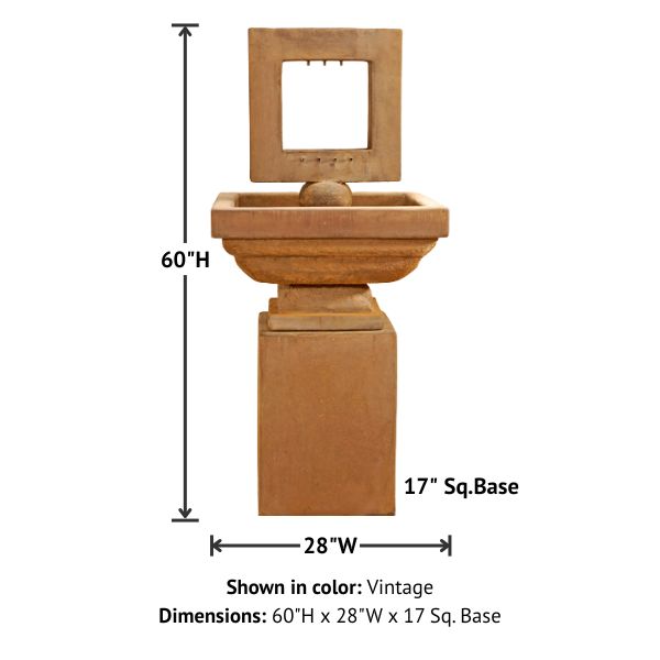Contempo Square Fountain, Tall with product details.