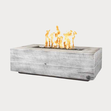 Coronado Wood Grain Fire Pit in ivory white against gray background