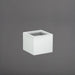 Cuba Low Corner Fiberglass Planter in matte bright white against gray background.
