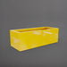 Cuba Low Rectangle Fiberglass Planter in gloss saffron against gray background.