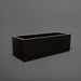 Cuba Low Rectangle Fiberglass Planter in matte black against gray background.