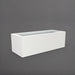 Cuba Low Rectangle Fiberglass Planter in matte bright white against gray background.
