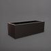Cuba Low Rectangle Fiberglass Planter in matte charcoal against gray background.
