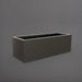 Cuba Low Rectangle Fiberglass Planter in matte gunmetal against gray background.
