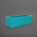 Cuba Low Rectangle Fiberglass Planter in satin seafoam green against gray background.