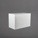 Darwin Tall Rectangle Fiberglass Planter in gloss bright white against gray background.