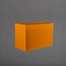 Darwin Tall Rectangle Fiberglass Planter in gloss tangerine against gray background.