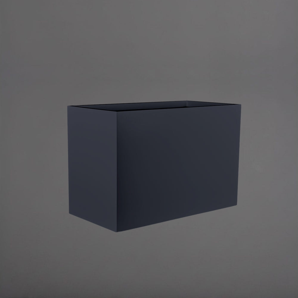 Darwin Tall Rectangle Fiberglass Planter in matte charcoal against gray background.