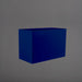 Darwin Tall Rectangle Fiberglass Planter in matte cobalt blue against gray background.