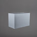 Darwin Tall Rectangle Fiberglass Planter in metallic silver against gray background.