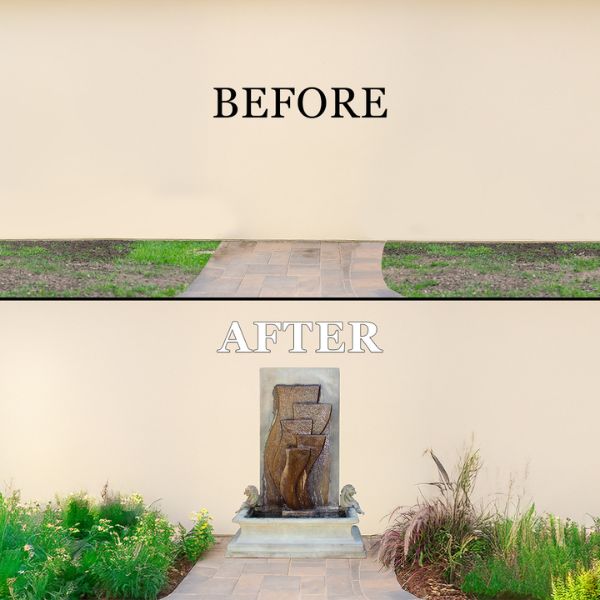 Deco Wall Fountain before and after.