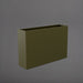 Delray Tall Rectangle Fiberglass Planter in matte bronze against gray background.