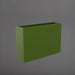 Delray Tall Rectangle Fiberglass Planter in satin green against gray background.