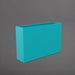 Delray Tall Rectangle Fiberglass Planter in satin seafoam green against gray background.