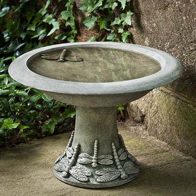 Dragonfly Birdbath, Small on concrete in the backyard