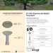 Complete overview of the Equinox Birdbath Fountain with dimensions, weights, pump kit parts, tools, and general info.