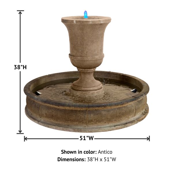 Fascea Urna Fountain with product details.