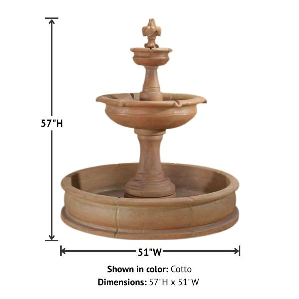 Fleur de Lis Pond Fountain with product details.