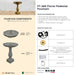 Complete overview of the Flores Pedestal Fountain with dimensions, weights, pump kit parts, tools, and general info.
