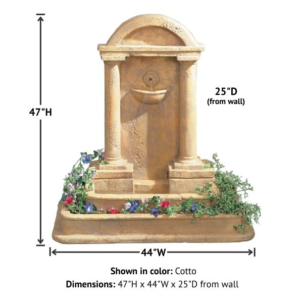 Foro Romano Fountain in action with product details.
