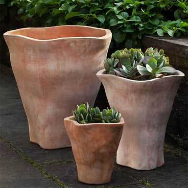Foxglove Planter, Tall - Terra Cotta on concrete in the backyard.