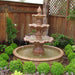 Garda Three Tier Pond Fountain in action in the garden.