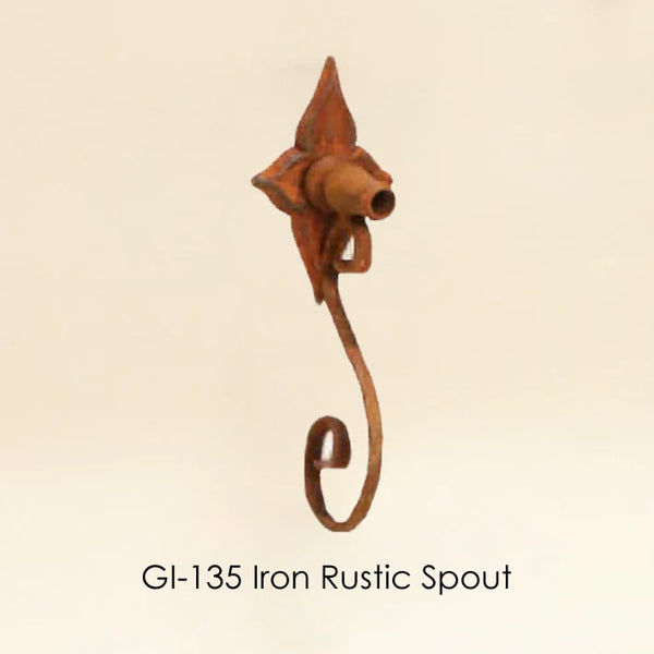 GI-135 Iron Rustic Spout against brown background.