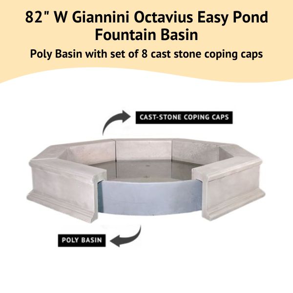 Giannini Octavius Easy Pond Fountain Basin with material details.