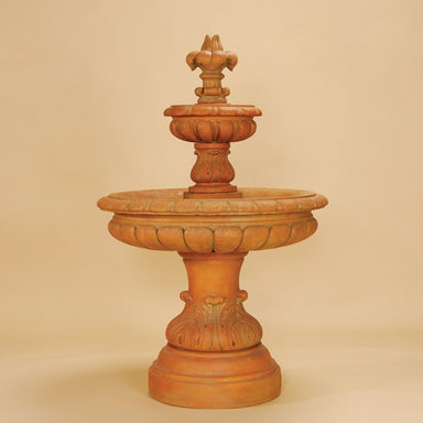 Giglio Two Tier Fountain against brown background.
