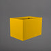 Granada Wide Rectangle Fiberglass Planter in gloss saffron against gray background.