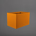 Granada Wide Rectangle Fiberglass Planter in gloss tangerine against gray background.