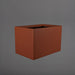 Granada Wide Rectangle Fiberglass Planter in matte terra cotta against gray background.
