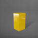 Hollywood Corner Fiberglass Planter in gloss saffron against gray background.