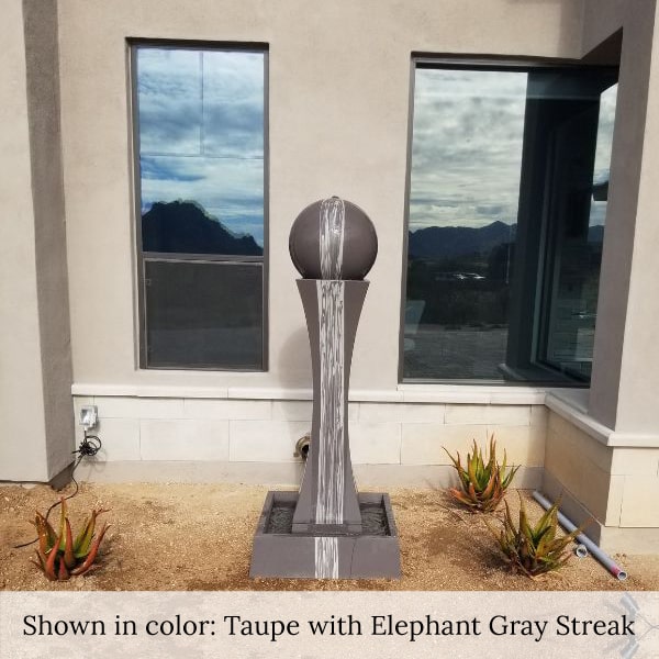 I Fountain with Ball in Taupe with Elephant Gray Streak color in action.