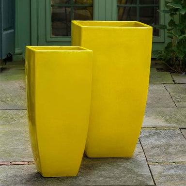 Karis Planter - Limon - S/2 on concrete in the backyard