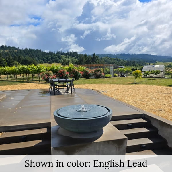 Large Girona Fountain in english lead modern patio water feature.