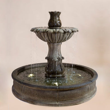 Laurus Pond Fountain against brown background.