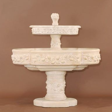 Limoni Romani Two Tier Fountain against brown background.