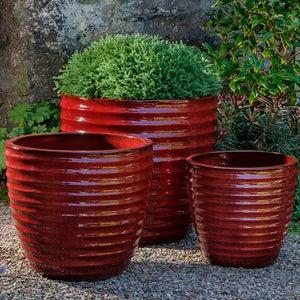 Line Planter - Tropic Red - S/3 on gravel filled with plants