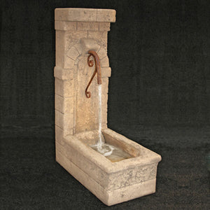 Lucca Water Well Fountain running against gray background